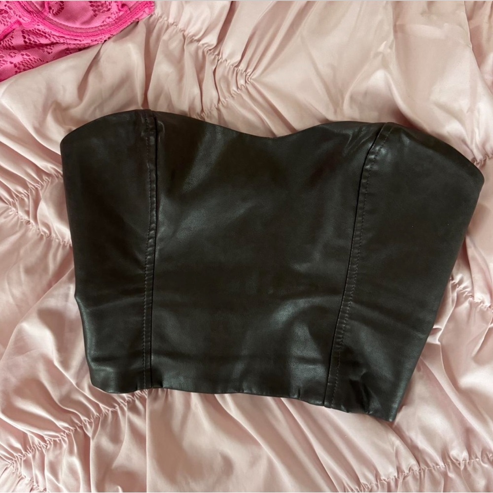 Aritzia brown leather tube top